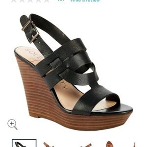 Sole Society Black Jenny Wedge Sandals